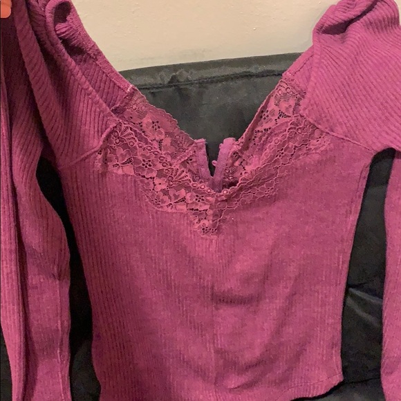Free people Magenta off shoulder top - Picture 3 of 4